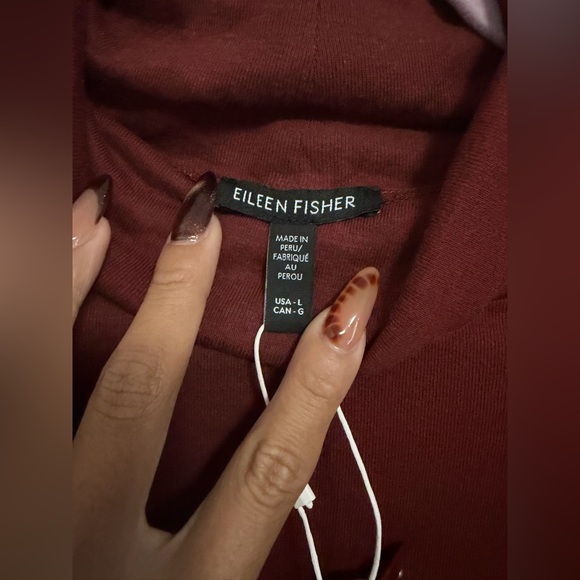 Eileen Fisher Turtleneck Top Redwood L NWT Organic Cotton Lyocell Soft Knit - Picture 7 of 9